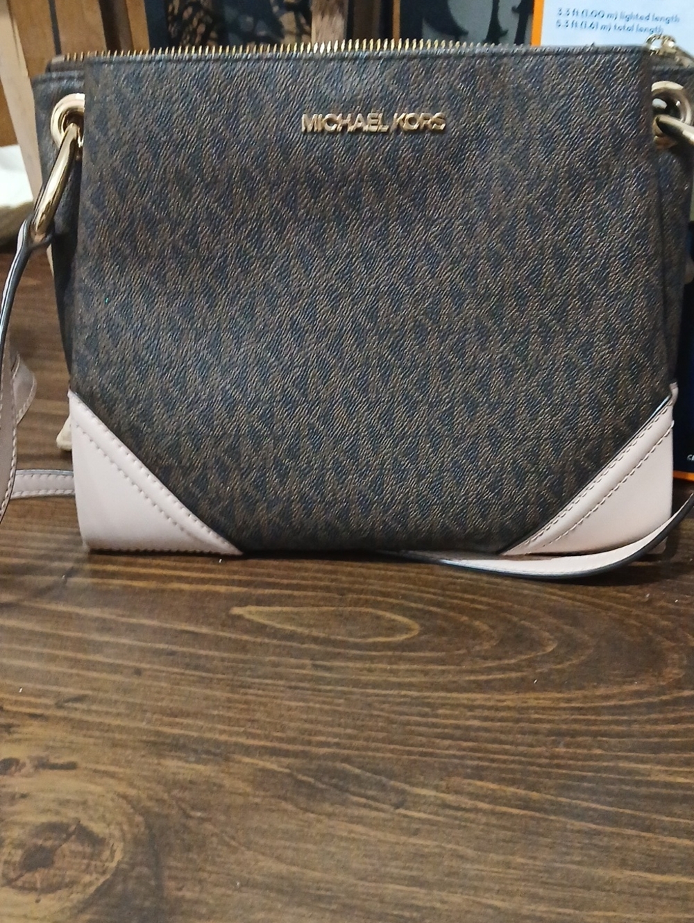 Michael Kors Nicole Small Signature Brown / Pink /pink Crossbody Shoulderbag